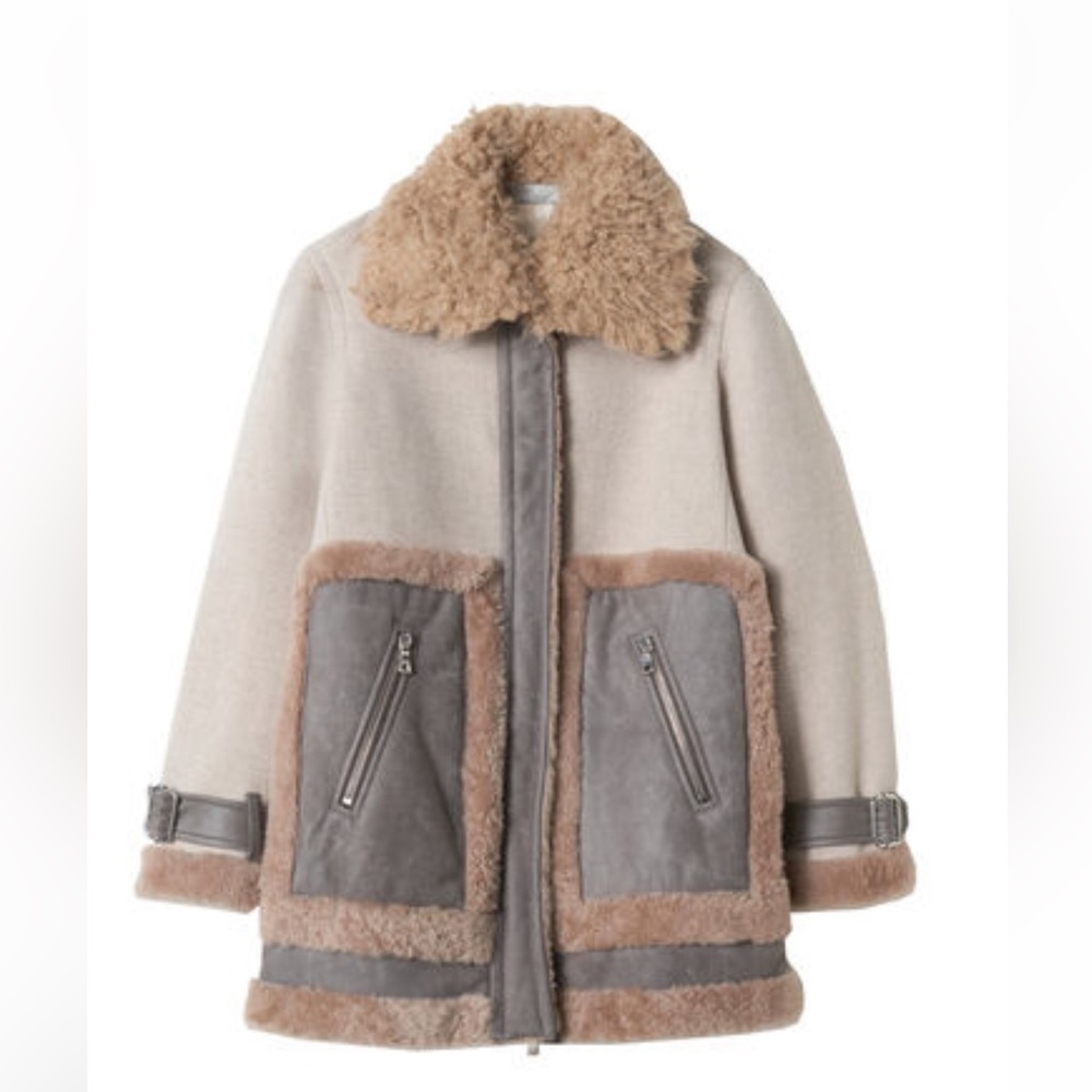Rebecca Taylor Shearling Mix Coat